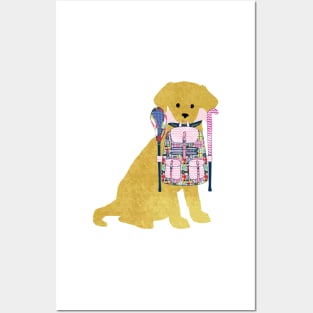 Golden Retriever Back To School Field Hockey Lacrosse Dog Posters and Art